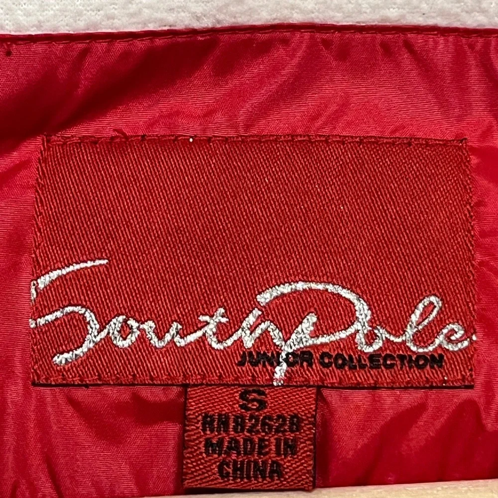 Red Down Fleece Jacket Coat Southpole Hooded Ski Teen Small Women XS VTG Y2K